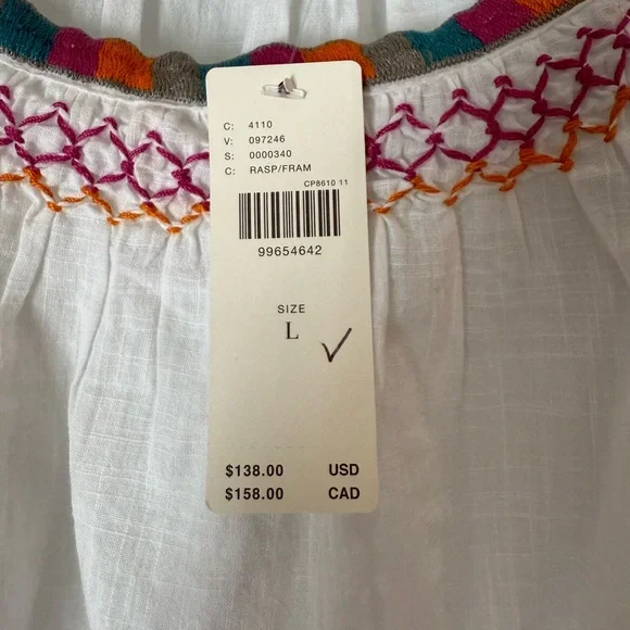 BY ANTHROPOLOGIE EMBROIDERED TUNIC TOP, Size Large, NWT - Picture 7 of 9